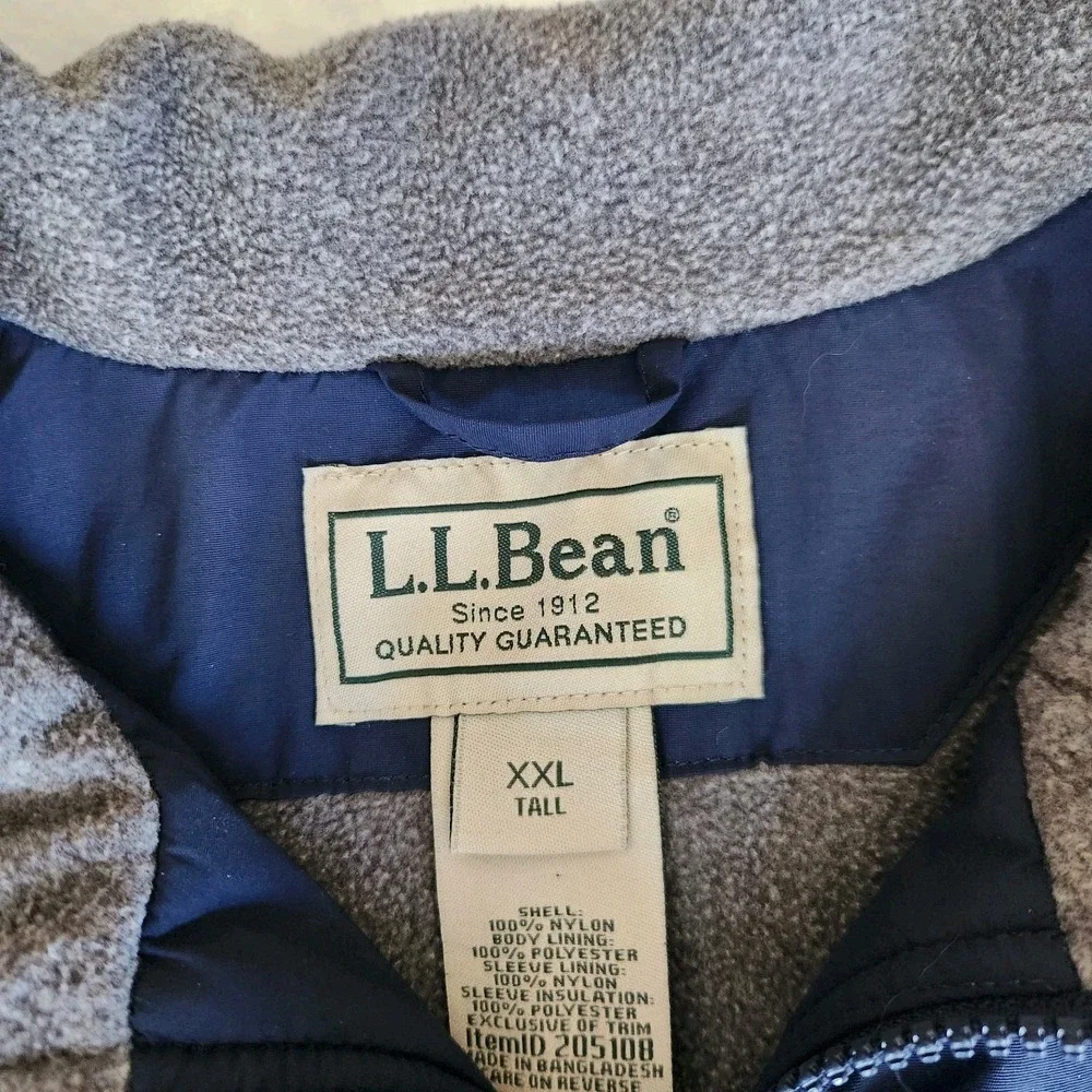 L.L Bean Bomber Jacket Mens XXL Vintage Warm Up Fleece Lined Coat Navy